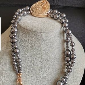 Gray and gold necklace